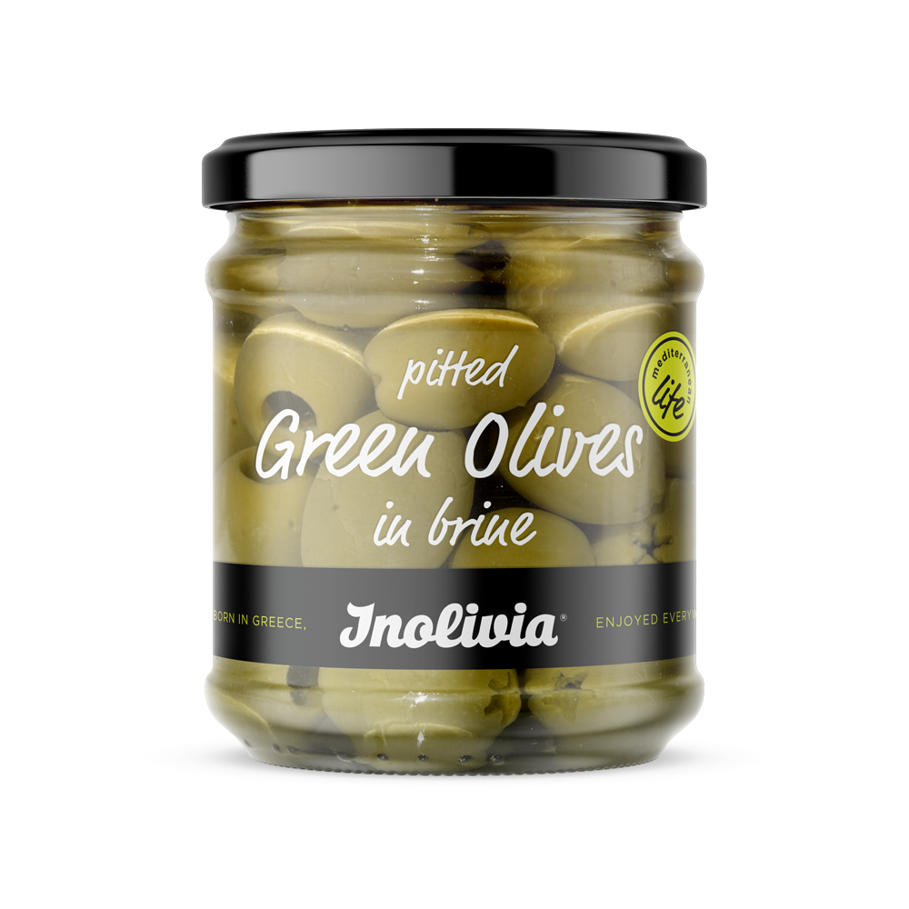 Green olives pitted in brine